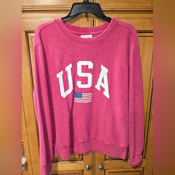 Maurices Tops - Maurices Red USA Ribbed Sweatshirt Medium